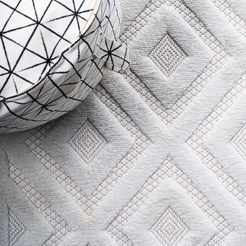 Portmany Neutral Diamond Trellis Indoor/outdoor Area Rug